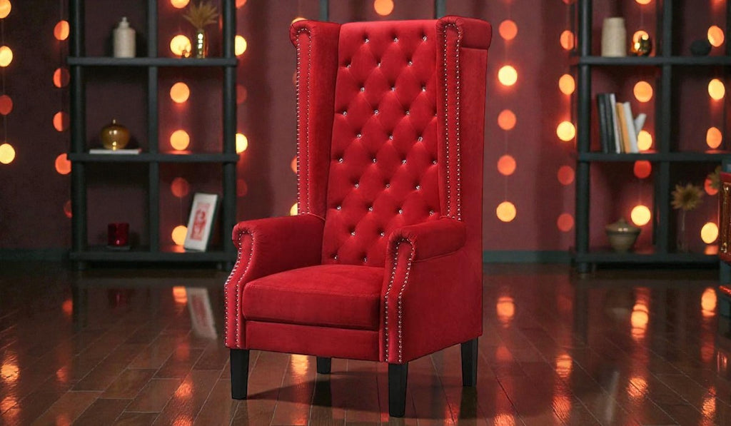 RED VELVET THRONE CHAIR
