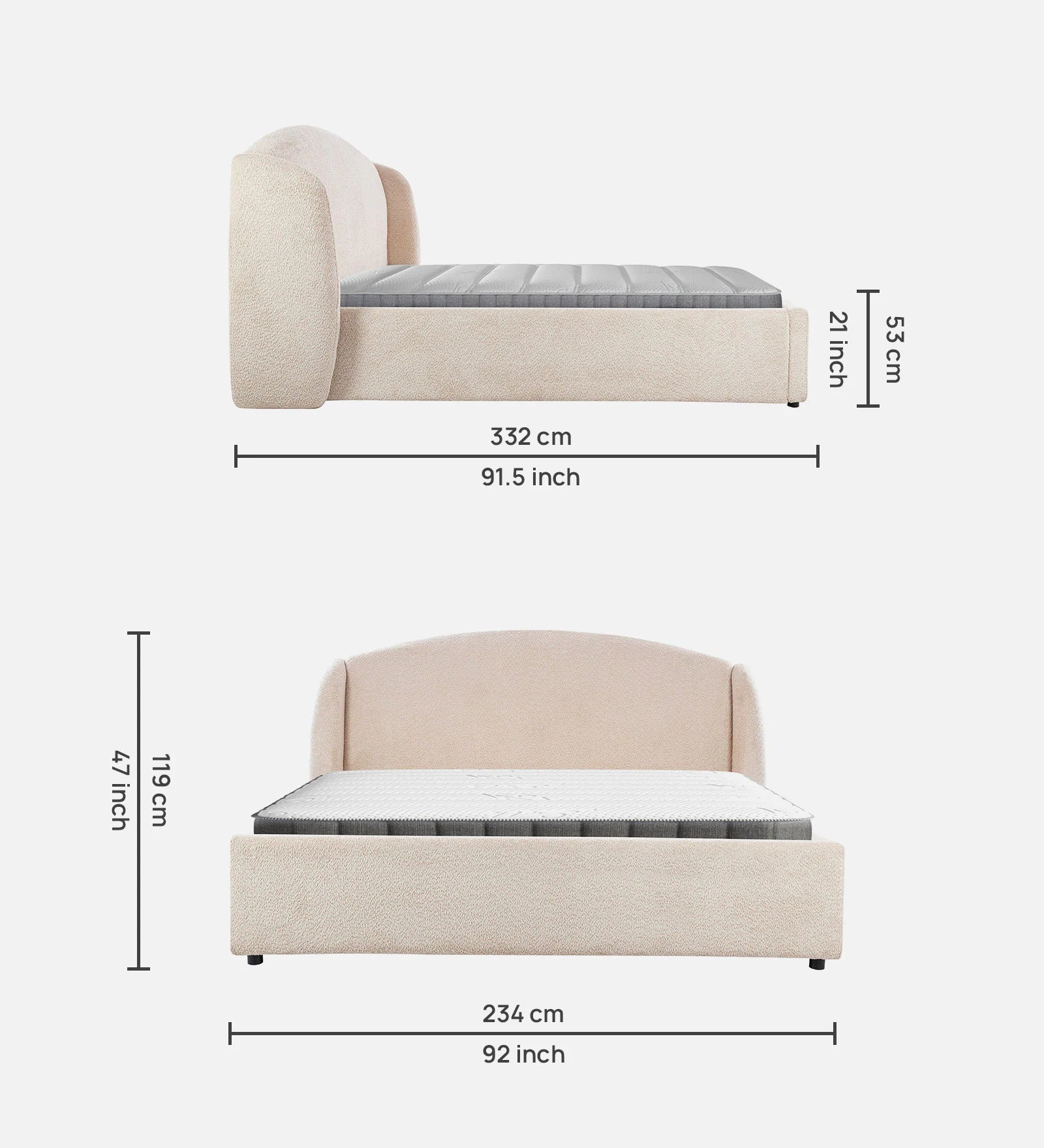 ARIA CURVE LUXURY UPHOLSTERED BED