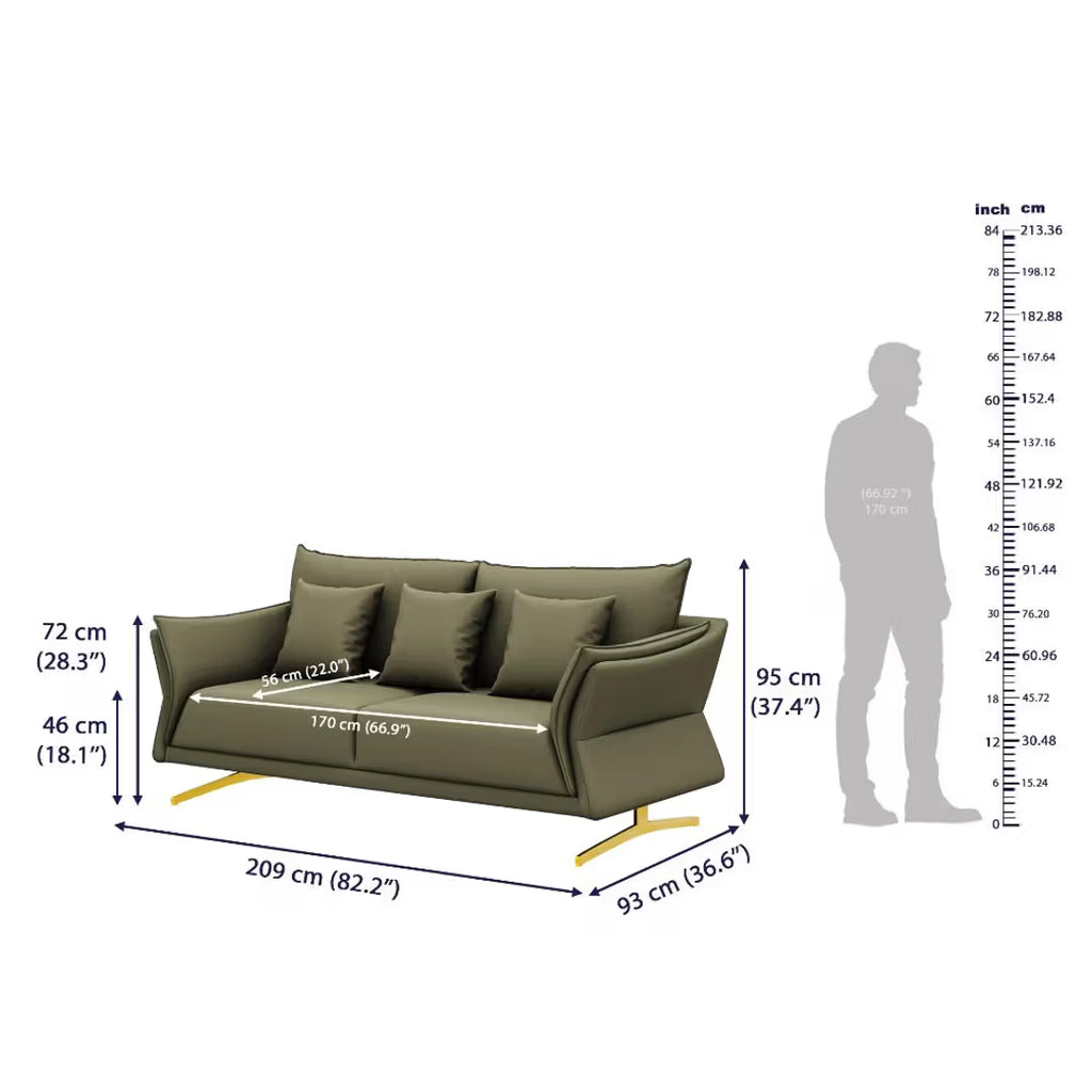 AURELIA PLUSH LUXURY 3-SEATER SOFA - WOODEN MANGO
