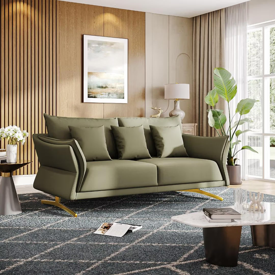 AURELIA PLUSH LUXURY 3-SEATER SOFA - WOODEN MANGO