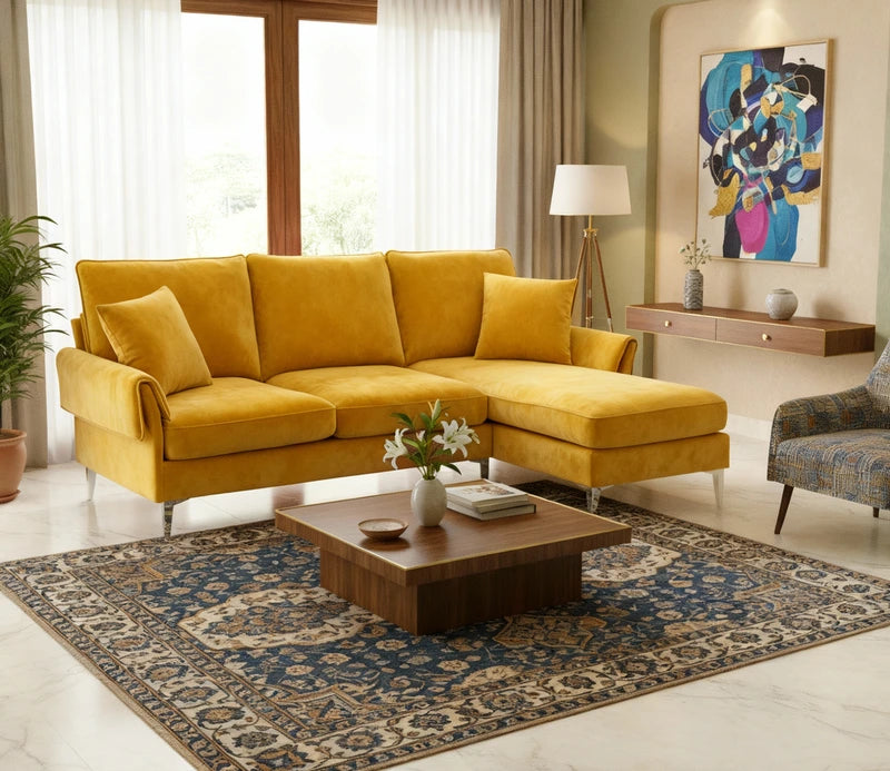 AURORA MUSTARD LUXE L-SHAPE SOFA
