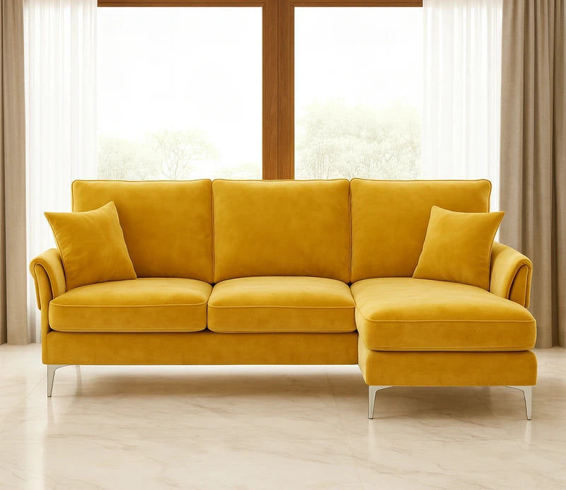 AURORA MUSTARD LUXE L-SHAPE SOFA