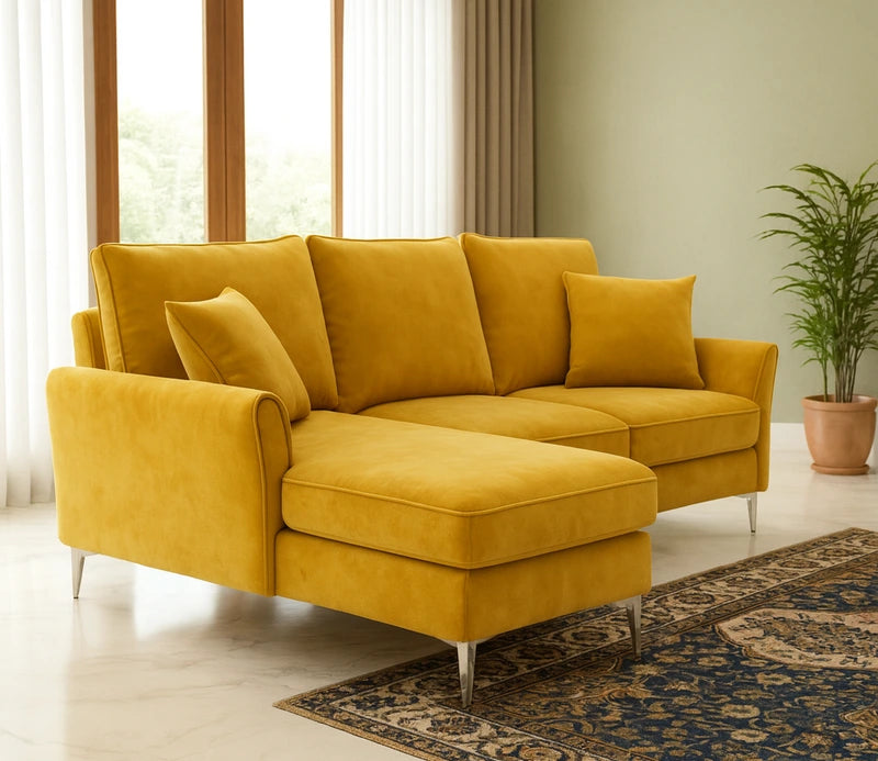 AURORA MUSTARD LUXE L-SHAPE SOFA