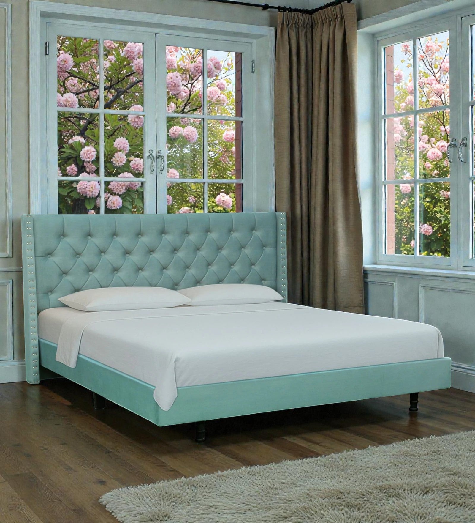 AURORA TUFTED UPHOISTERED BED WITH WINGED HEADBOARD