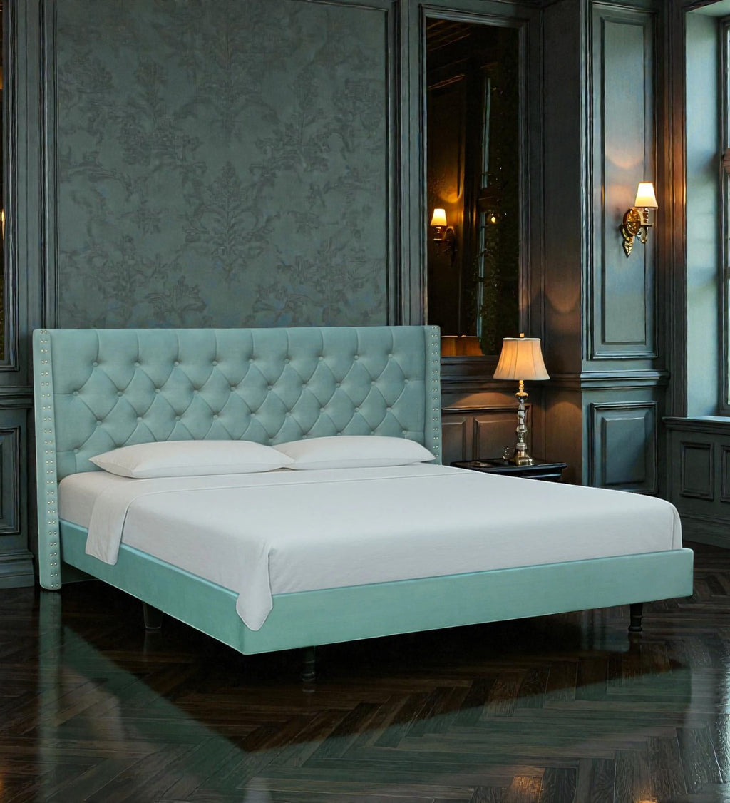 AURORA TUFTED UPHOISTERED BED WITH WINGED HEADBOARD