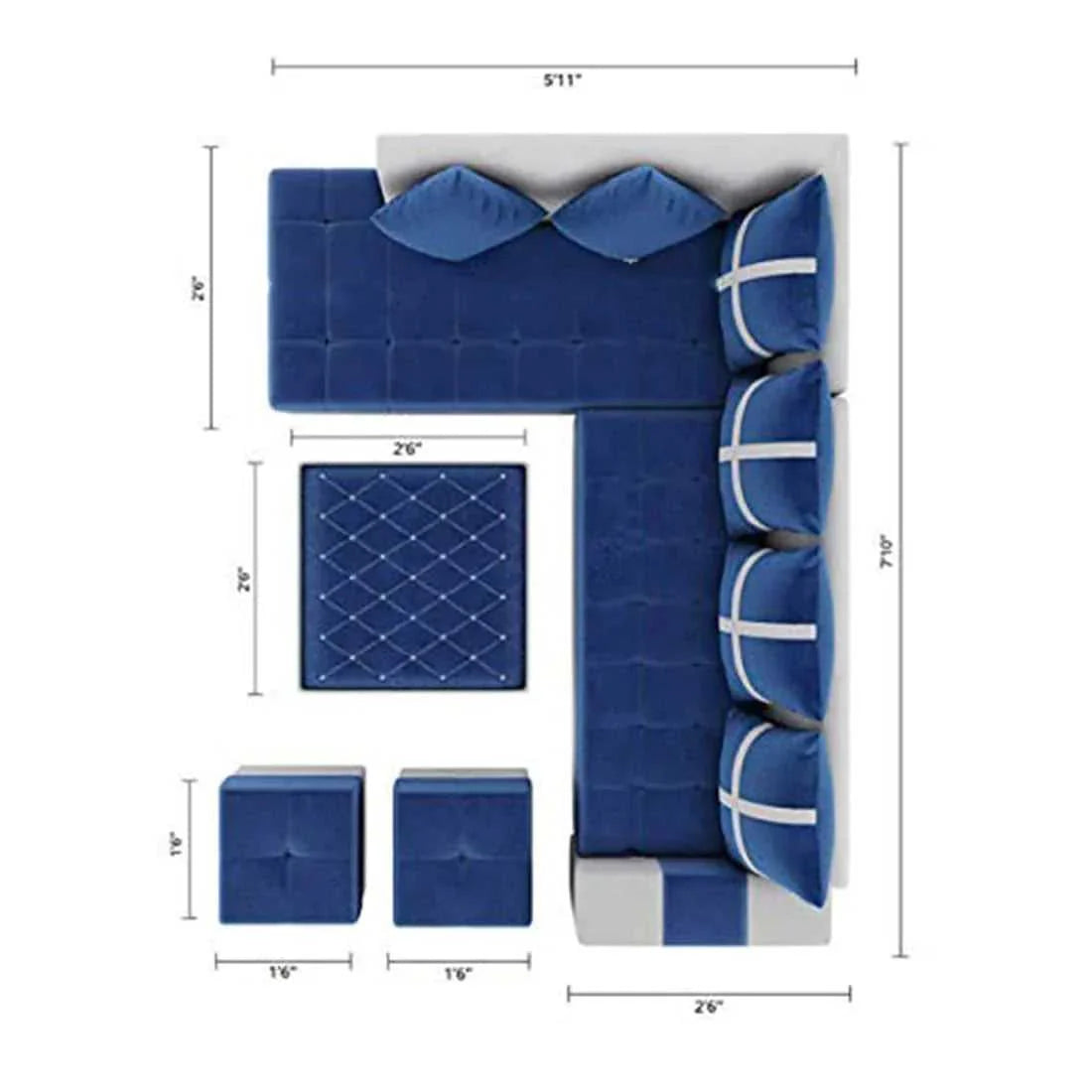 AZURE GRID MODULAR L-SHAPE SOFA