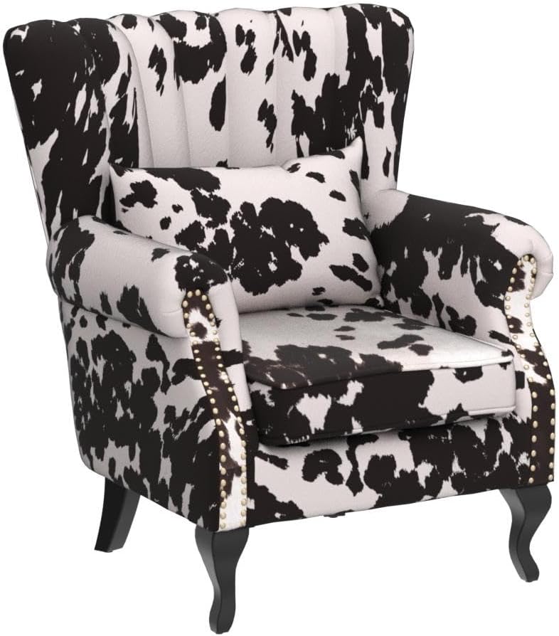 BLACK AND WHITE WINGBCK ACCENT CHAIR