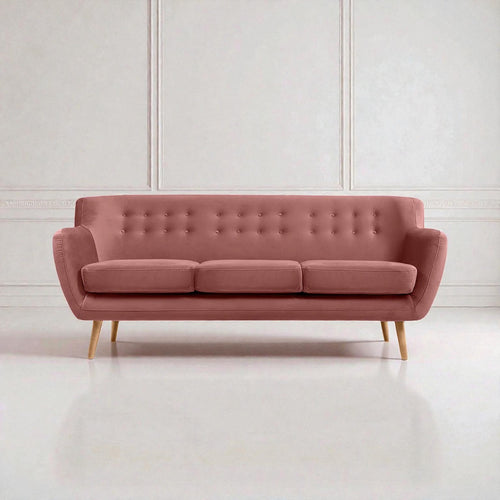 BLUSH HAVEN TUFTED FABRIC 3-SEATER SOFA