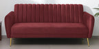 BURGUNDAY ROYALE CHANNEL-TUFTED VELVET 3-SEATER SOFA