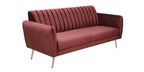 BURGUNDAY ROYALE CHANNEL-TUFTED VELVET 3-SEATER SOFA