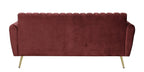 BURGUNDAY ROYALE CHANNEL-TUFTED VELVET 3-SEATER SOFA