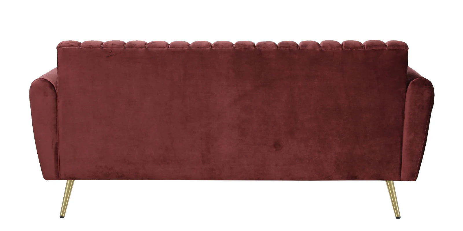 BURGUNDAY ROYALE CHANNEL-TUFTED VELVET 3-SEATER SOFA