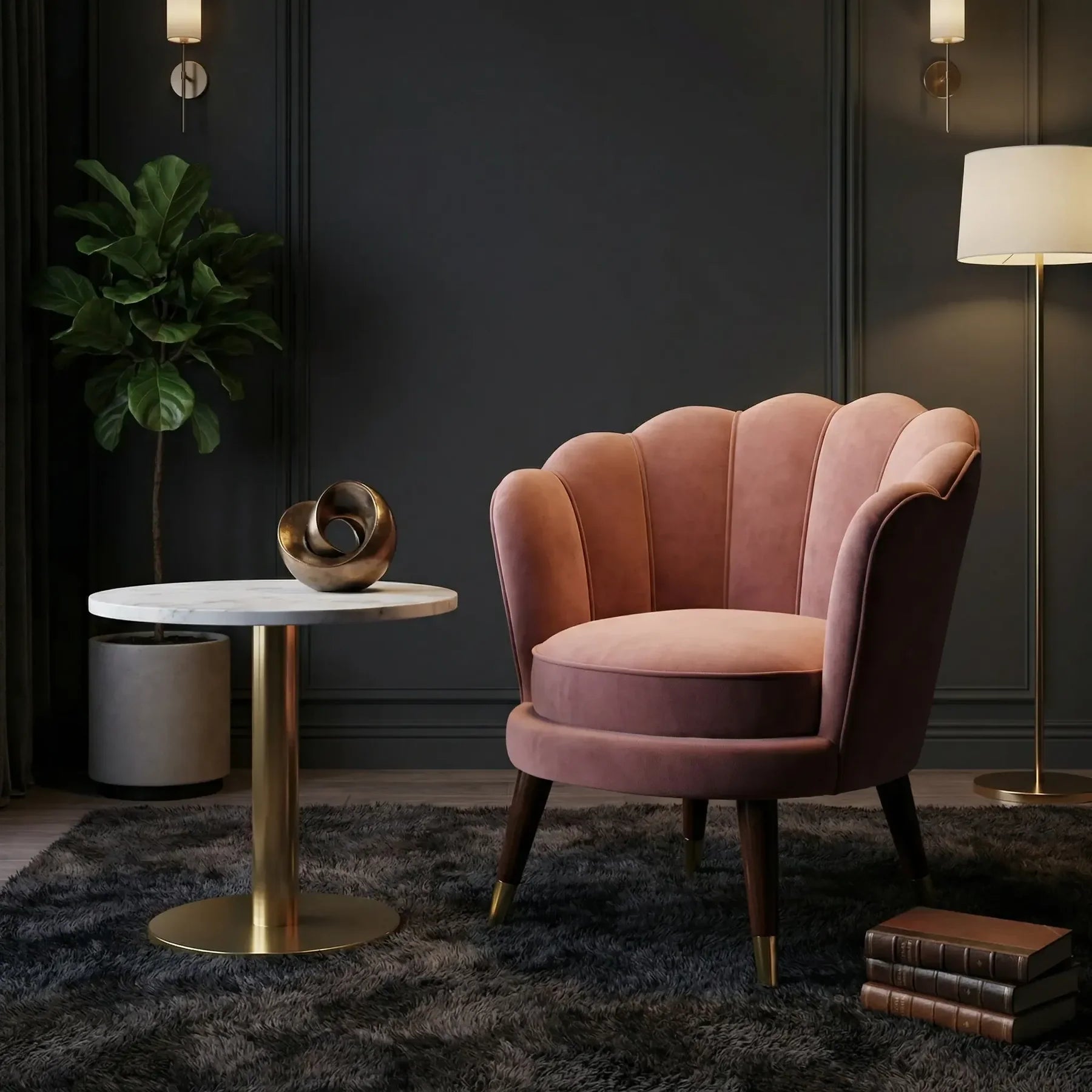 CLARA  SHELL LUXURY ACCENT CHAIR - Set of 2