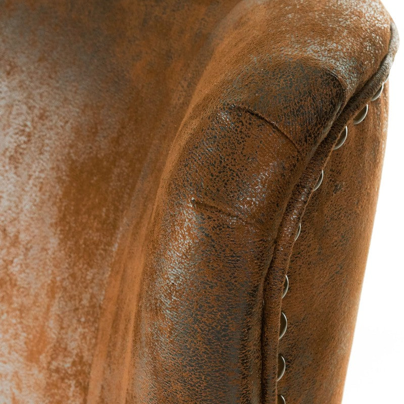 CLASSIC BROWN LEATHER WING CHAIR FOR LIVING ROOM AND STUDY