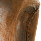 CLASSIC BROWN LEATHER WING CHAIR FOR LIVING ROOM AND STUDY