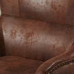 CLASSIC BROWN LEATHER WING CHAIR FOR LIVING ROOM AND STUDY