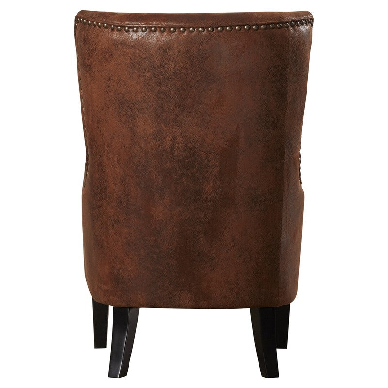 CLASSIC BROWN LEATHER WING CHAIR FOR LIVING ROOM AND STUDY