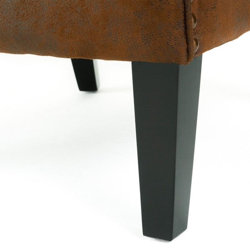CLASSIC BROWN LEATHER WING CHAIR FOR LIVING ROOM AND STUDY