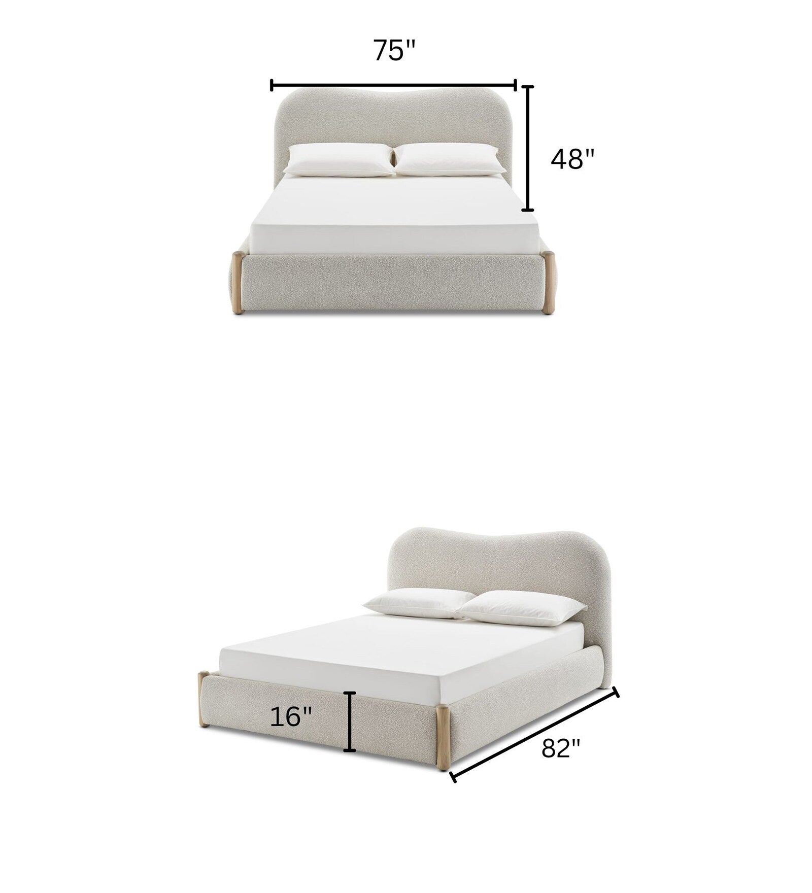 CLOUDA SOFT-CURVE UPHOLSTERED BED