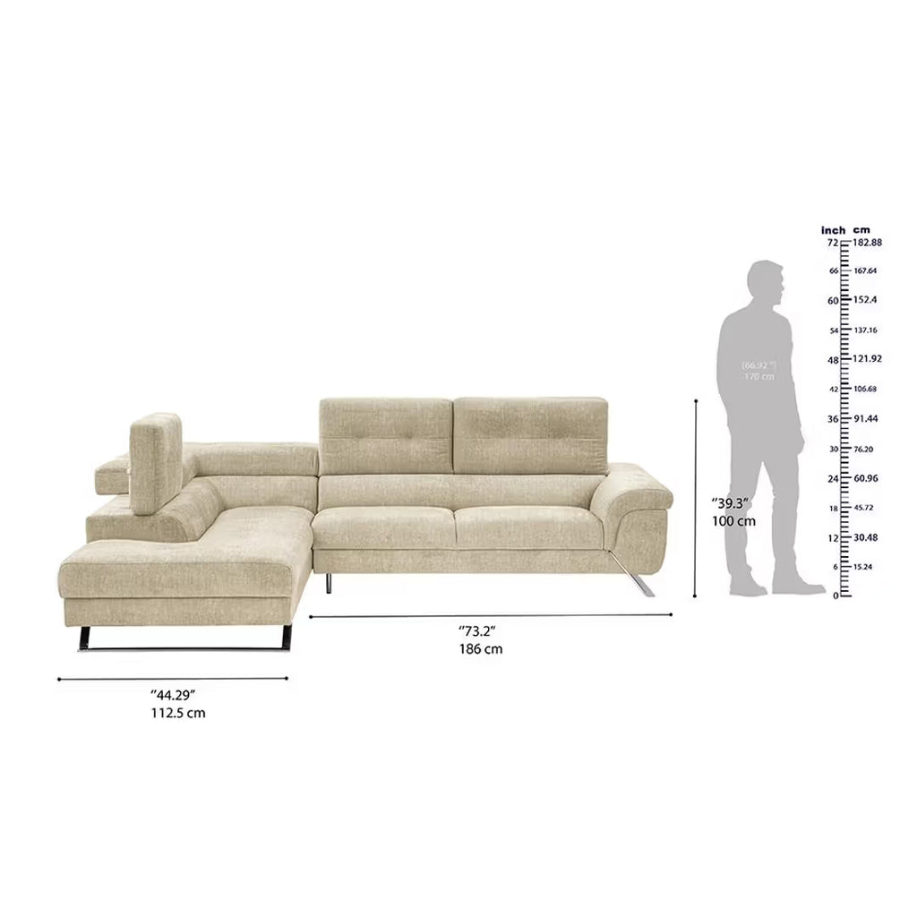 ELARA CURVE LUXURY L-SHAPE SOFA - WOODEN MANGO