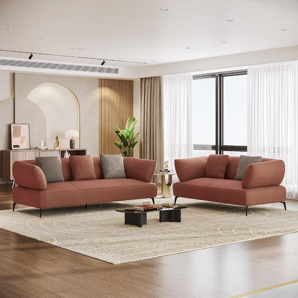 THE ELARA CURVE TERRACOTTA 3-SEATER SOFA