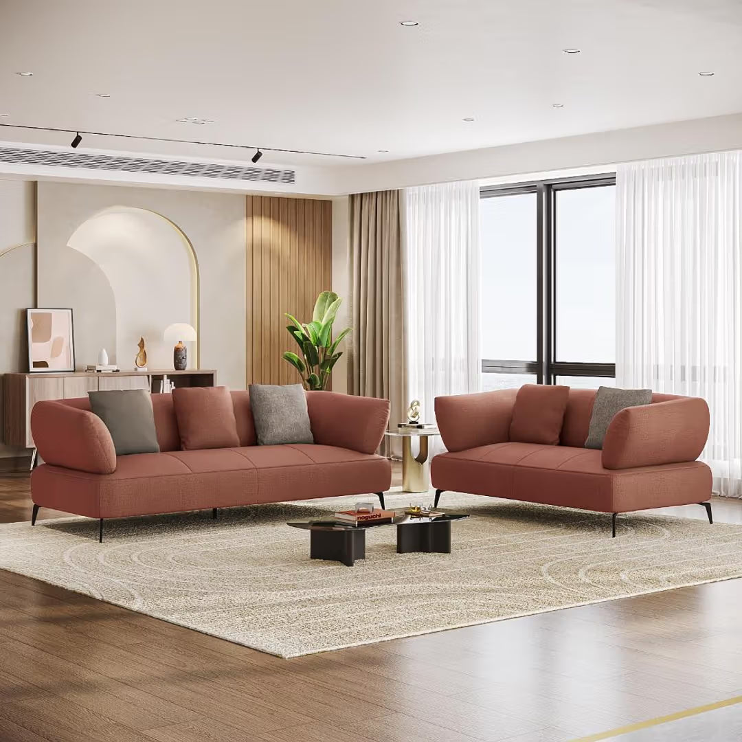 THE ELARA CURVE TERRACOTTA 3-SEATER SOFA