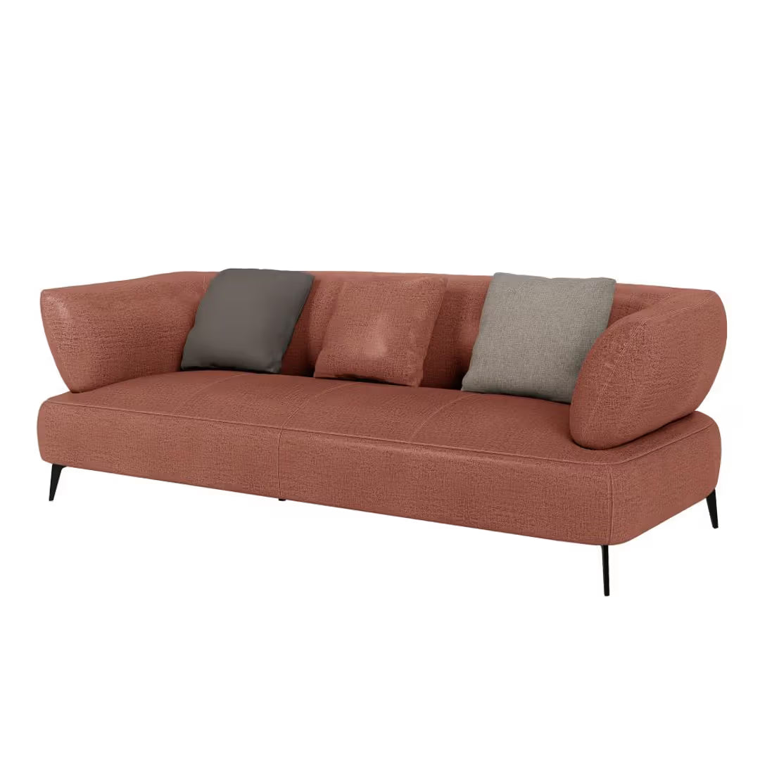 THE ELARA CURVE TERRACOTTA 3-SEATER SOFA