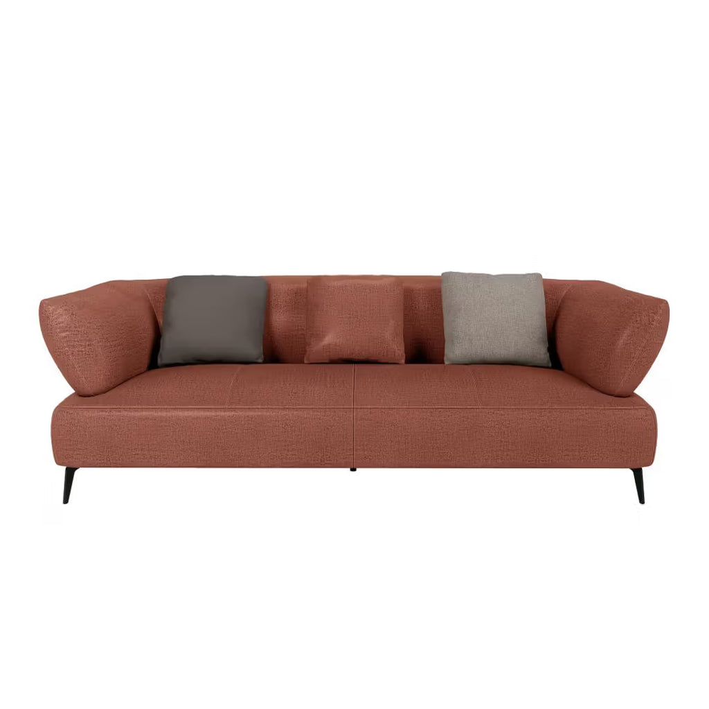 THE ELARA CURVE TERRACOTTA 3-SEATER SOFA