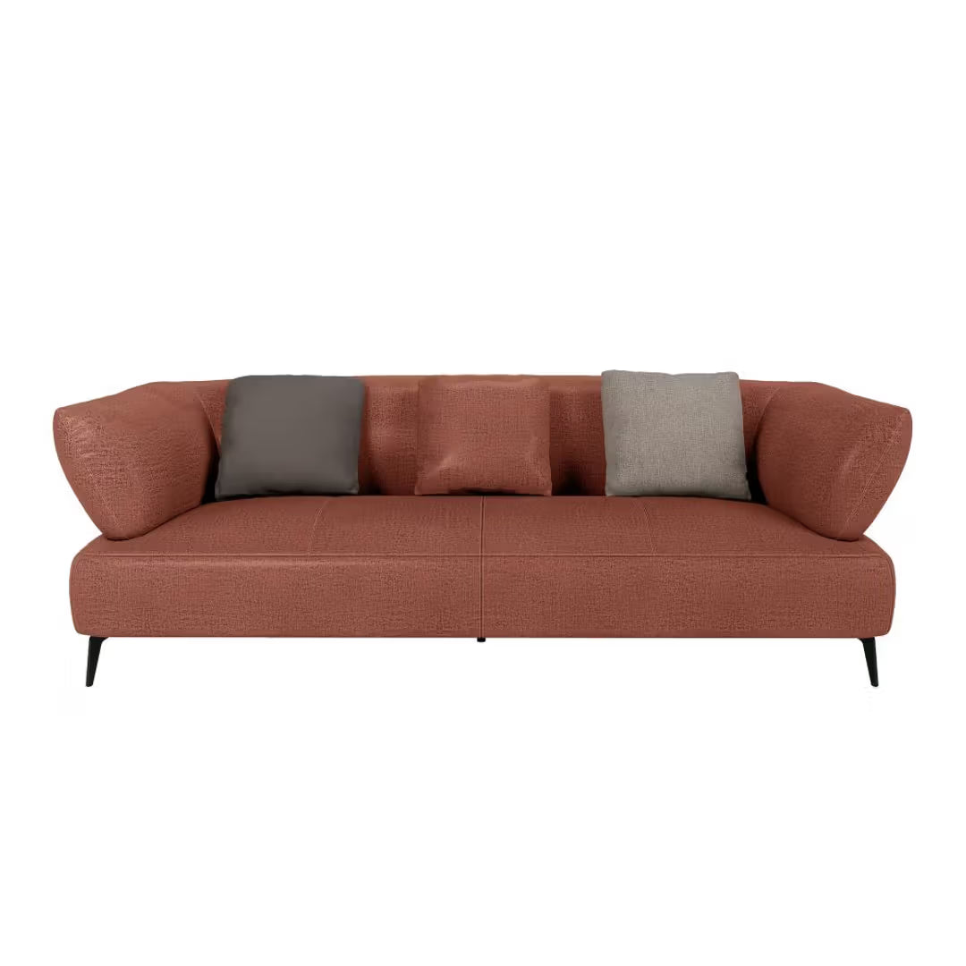 THE ELARA CURVE TERRACOTTA 3-SEATER SOFA