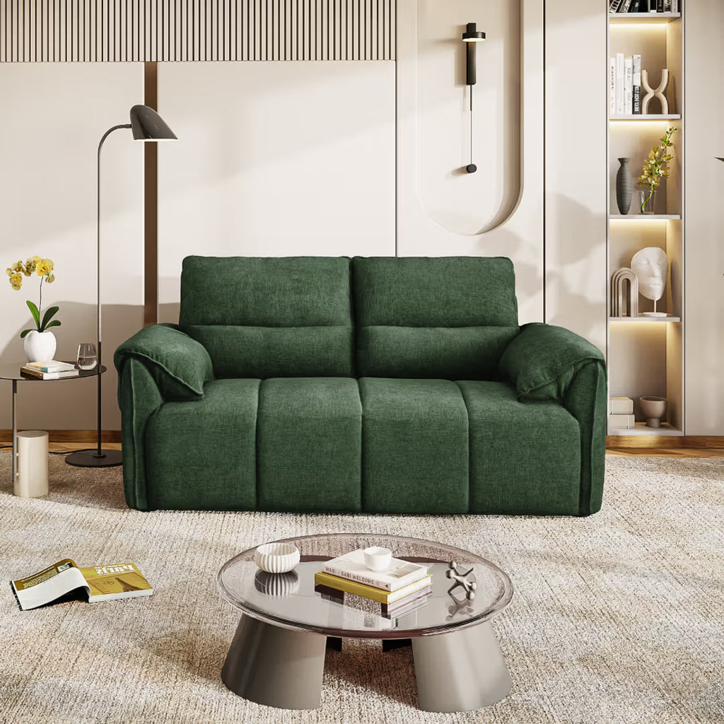 EVERETT PLUSH GREEN 2-SEATER SOFA