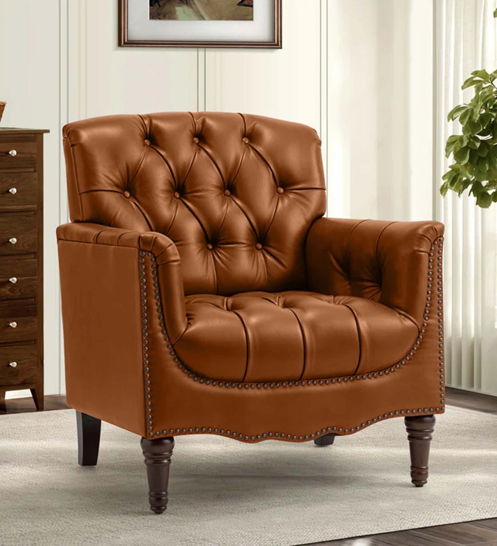 IMPERIAL CHESTERFIED TUFTED LEATHER ARMCHAIR