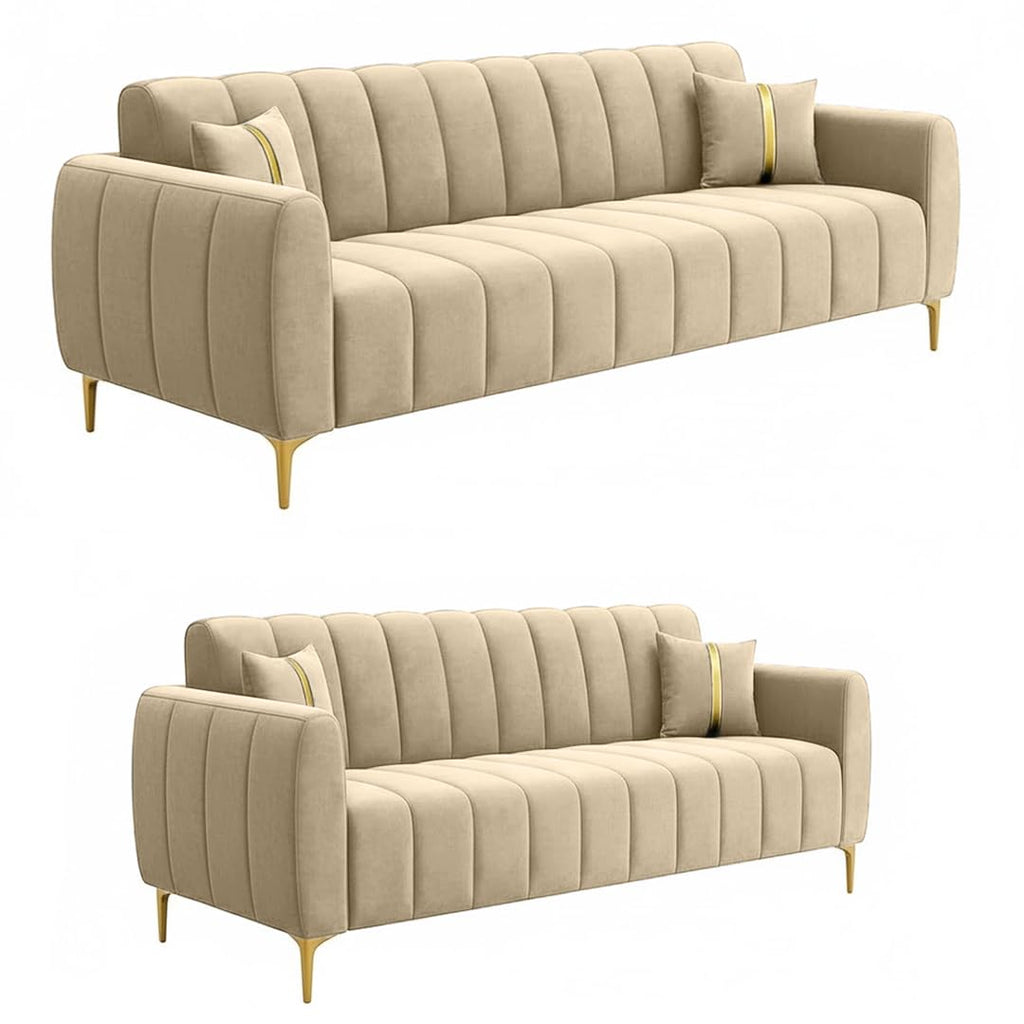 LINEA LUXE CHANNEL-TUFTED UPHOLSTERED SOFA SET