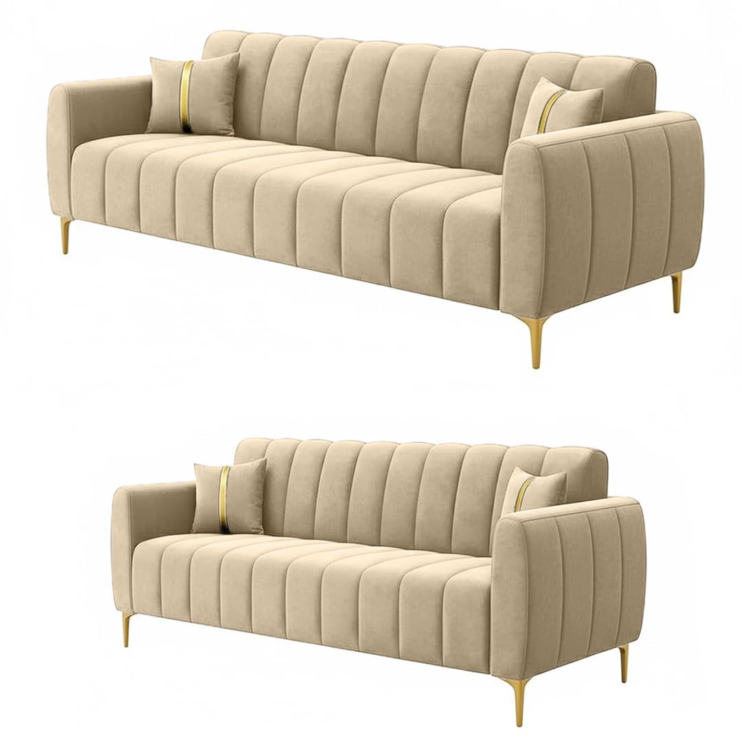 LINEA LUXE CHANNEL-TUFTED UPHOLSTERED SOFA SET