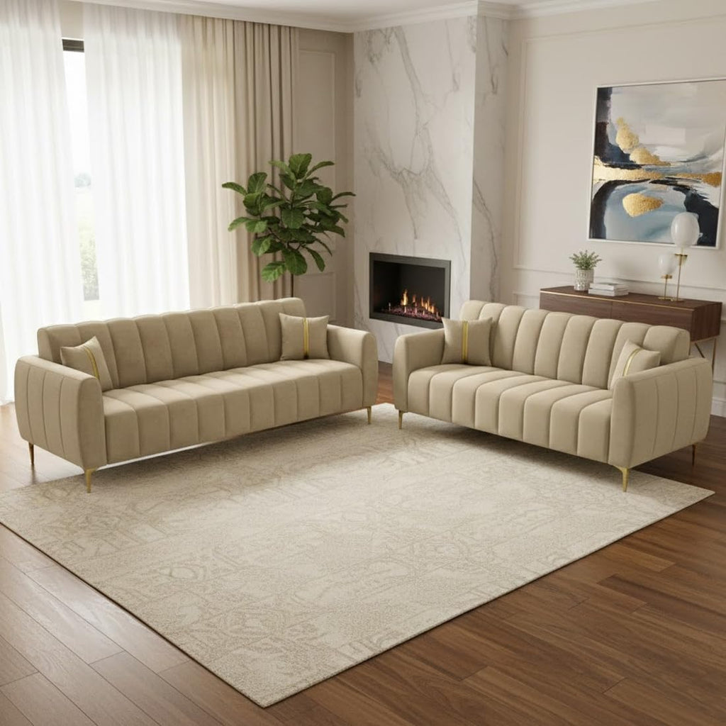 LINEA LUXE CHANNEL-TUFTED UPHOLSTERED SOFA SET