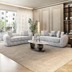 LUNARA CURVE LUXURY BOUCLE SOFA-WOODEN MANGO