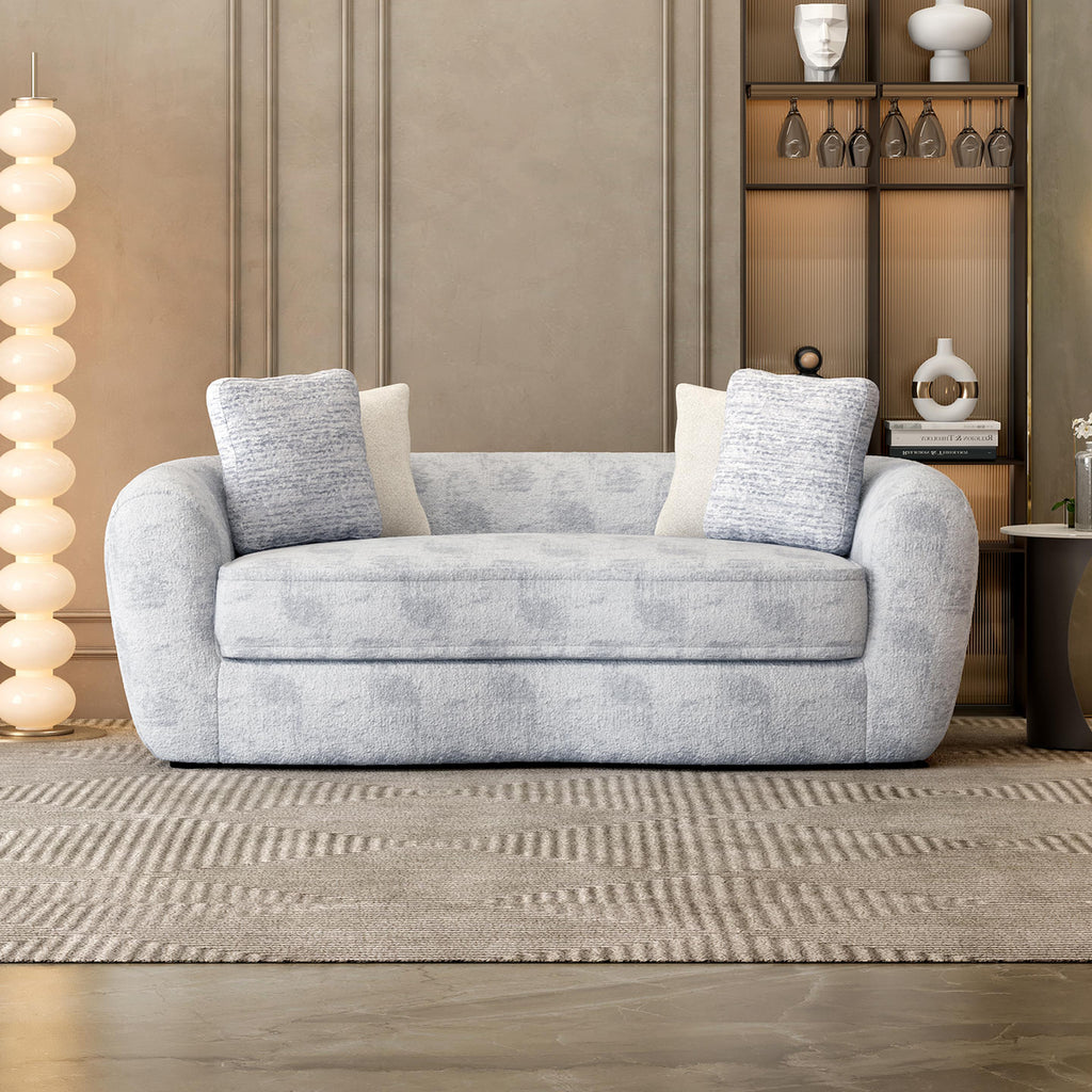 LUNARA CURVE LUXURY BOUCLE SOFA-WOODEN MANGO