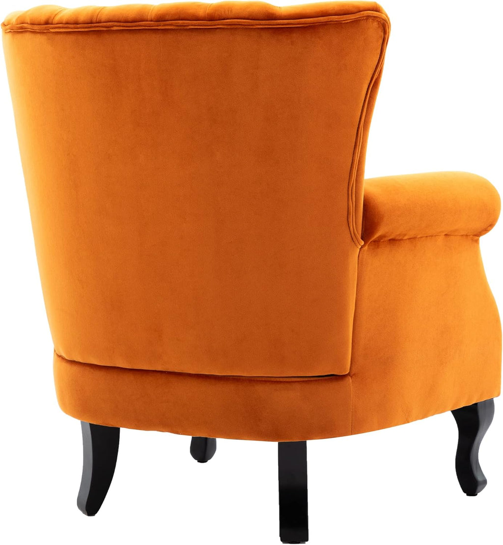 LUXURY ORANAGE VELVET WING CHAIR