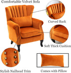 LUXURY ORANAGE VELVET WING CHAIR