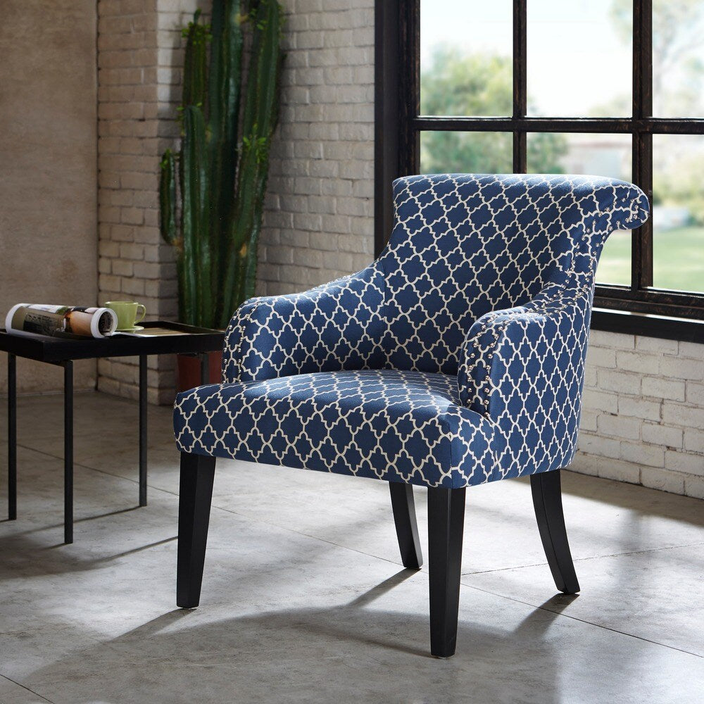 MOROCCAN BLUE UPHOLSTERED LOUNGE CHAIR