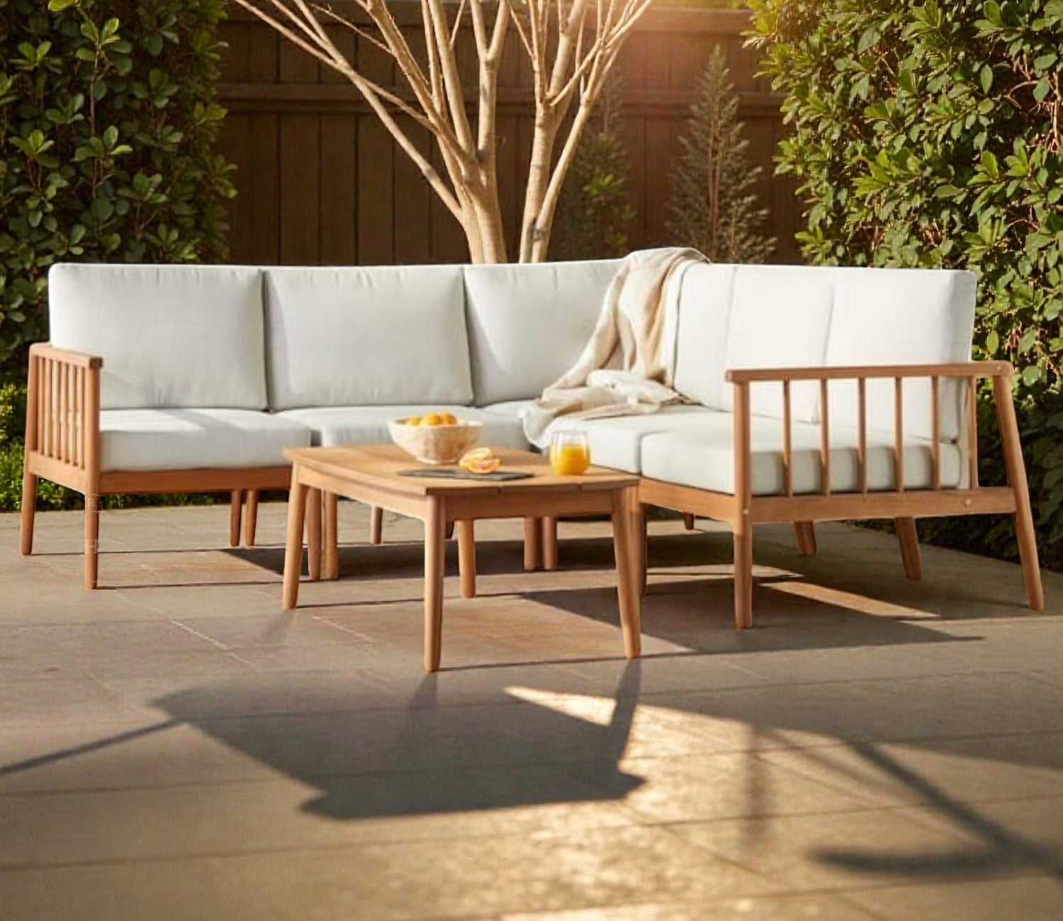 NORDIC HAVEN WOODEN FRAME SOFA SET