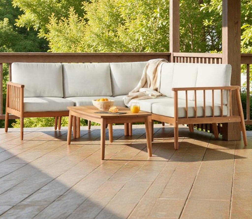 NORDIC HAVEN WOODEN FRAME SOFA SET