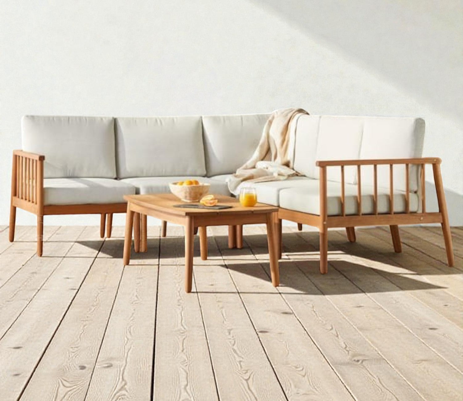 NORDIC HAVEN WOODEN FRAME SOFA SET
