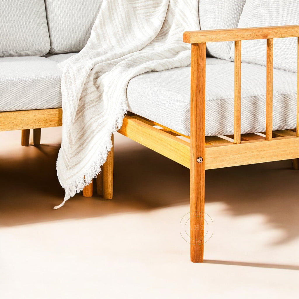 NORDIC HAVEN WOODEN FRAME SOFA SET