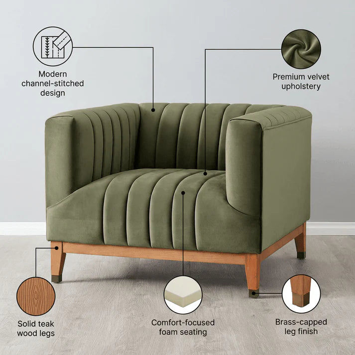 OLIVE LUXE CHANNEL TUFTED ACCENT CHAIR