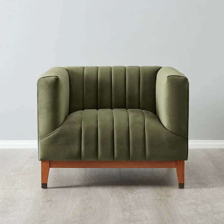OLIVE LUXE CHANNEL TUFTED ACCENT CHAIR