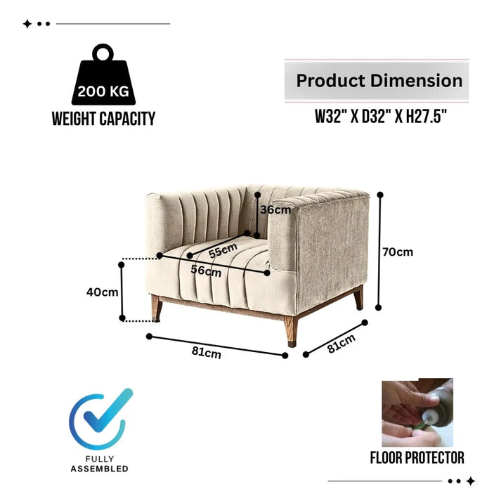 OLIVE LUXE CHANNEL TUFTED ACCENT CHAIR