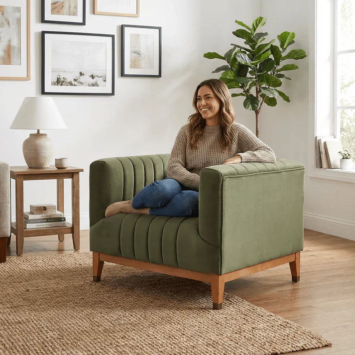 OLIVE LUXE CHANNEL TUFTED ACCENT CHAIR