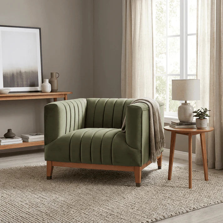 OLIVE LUXE CHANNEL TUFTED ACCENT CHAIR