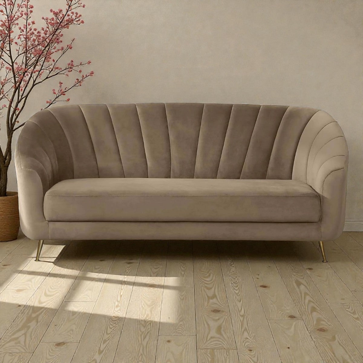 OPAL MODERN UPHOLSTERED SOFA WITH METAL LEGS