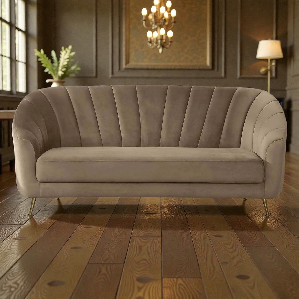OPAL MODERN UPHOLSTERED SOFA WITH METAL LEGS